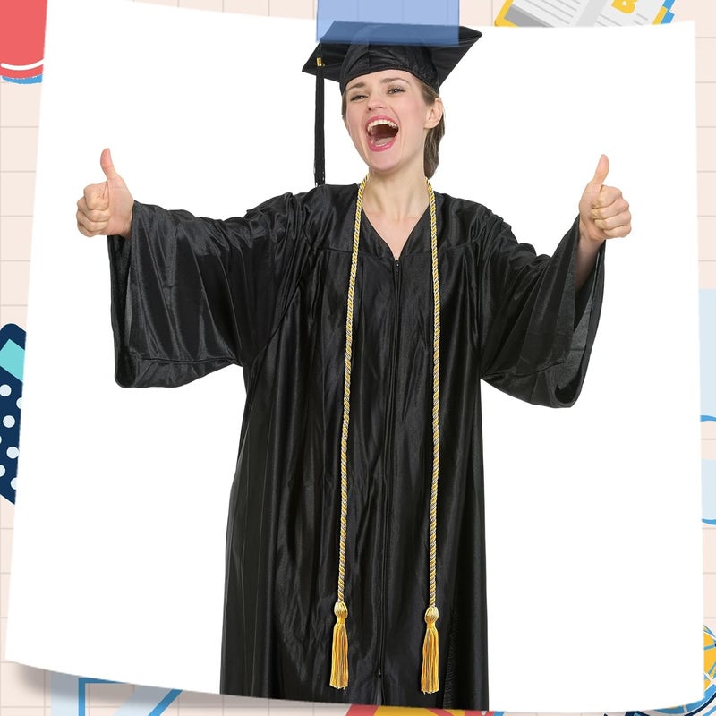 TecUnite Graduation Cords Honor 2026 Polyester Yarn Decorative Garland Twist Ties with Tassels for Bachelor Gown Graduation(Gold with Silver) - Image 5